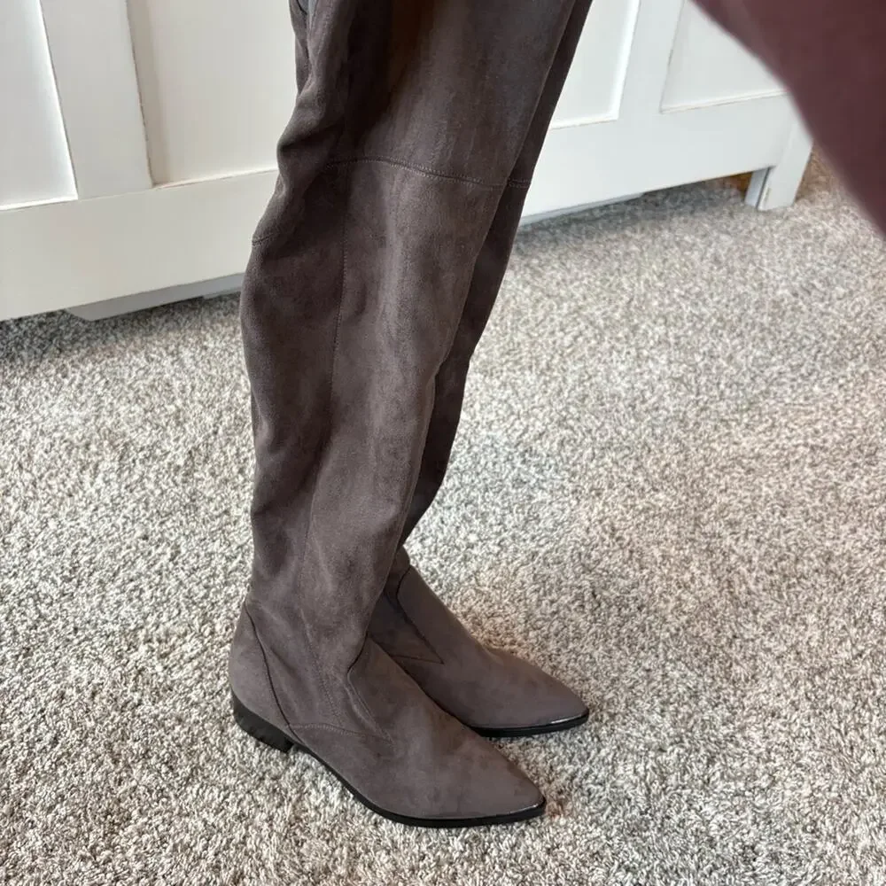Marc Fisher Women's Yakira Over the Knee Suede Boots in Gray Size 7